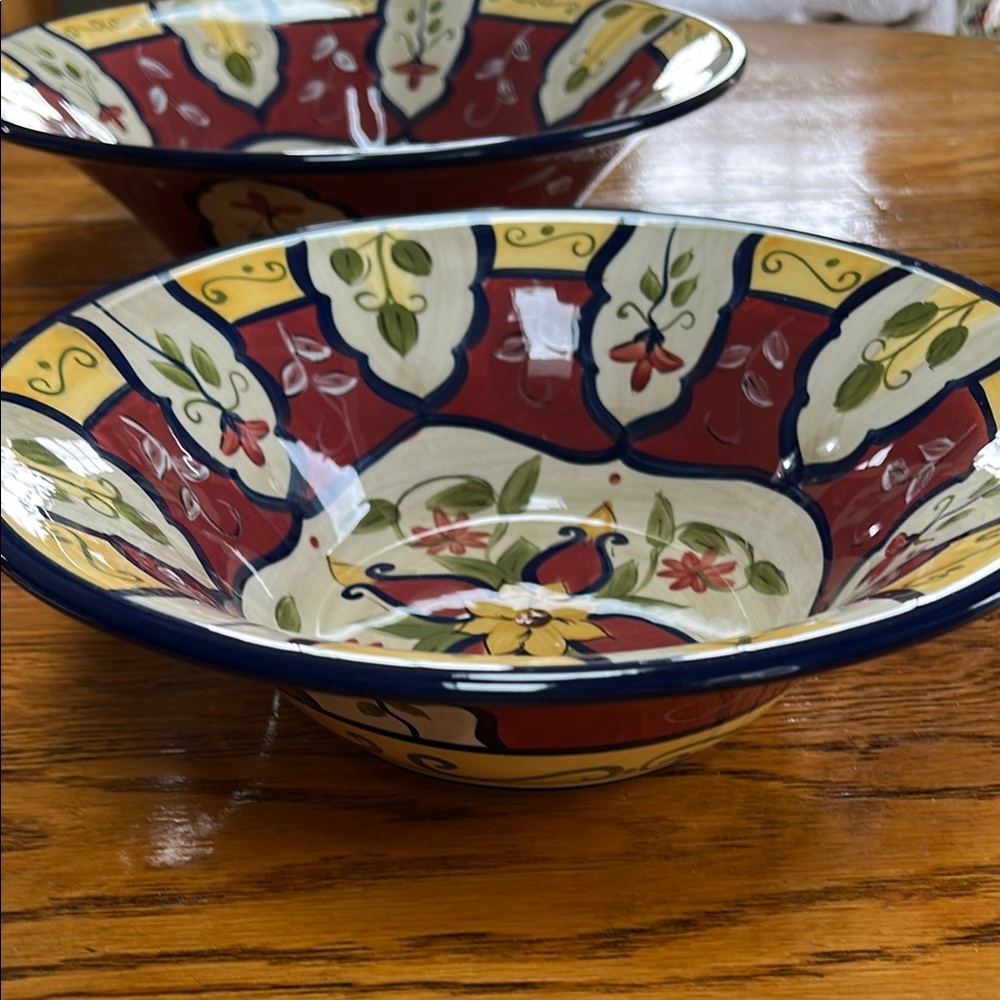 Pier 1 earthenware 11” salad/serving bowl in retired Vallarta pattern.
